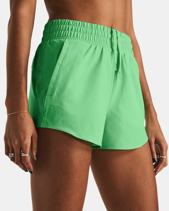 Shorts UA Flex Woven 8 cm da donna, Green, pdpMainDesktop image number 3
